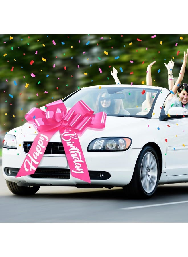 Datanly Happy Birthday Car Bow 30 Inch Large Car Ribbon Bow Large Gift Wrap Bow Car Decorative Large Pull Bow Big Pull Bow for Christmas Party Birthday Car Decoration - Image 5