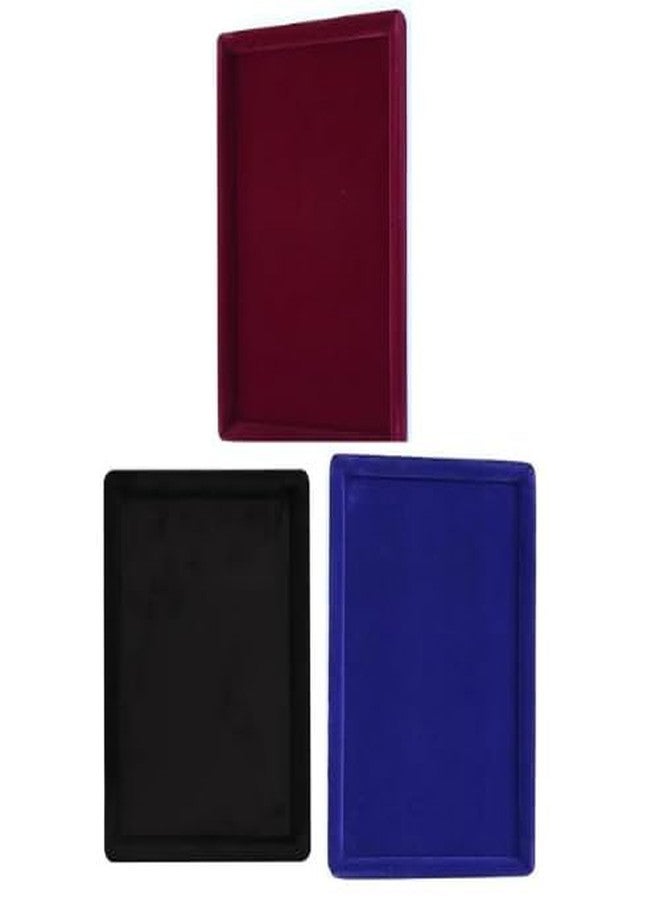 SENTONI Rpinkal Combo Velvet Tray Beading, Display Organizer Pack of 3 pcs 15x12 inch Display Jewel Tray jewellery finding (Black-Maroon-Blue-combo, 15 * 12) - Image 1