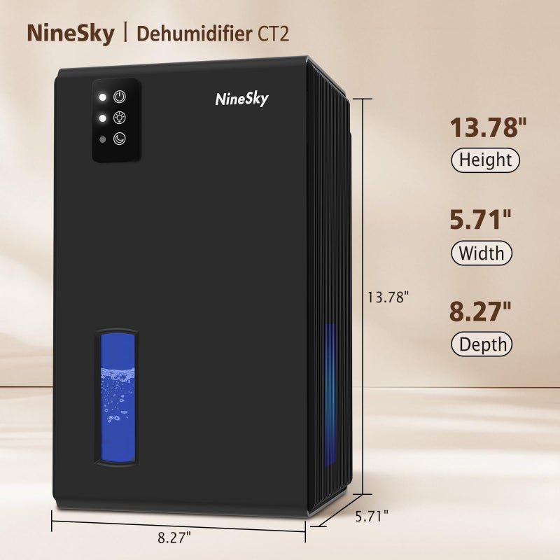 NineSky Dehumidifiers for Home, 95 OZ Water Tank, (1000 sq.ft) Dehumidifiers for Bathroom Bedroom Basement with Auto Shut Off,7 Colors LED Light(Black) - Image 2