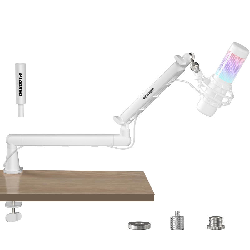 Aokeo Microphone Arm,Aokeo AK-55 Desk Low Profile Adjustable Mic Boom Arm Stand,Suitable For Blue Yeti,Snowball iCE, HyperX QuadCast,SoloCast,Elgato Wave,Etc - Image 1