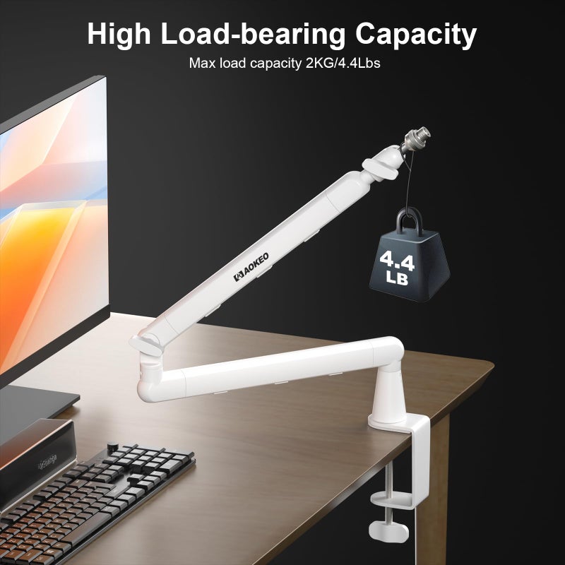 Aokeo Microphone Arm,Aokeo AK-55 Desk Low Profile Adjustable Mic Boom Arm Stand,Suitable For Blue Yeti,Snowball iCE, HyperX QuadCast,SoloCast,Elgato Wave,Etc - Image 4