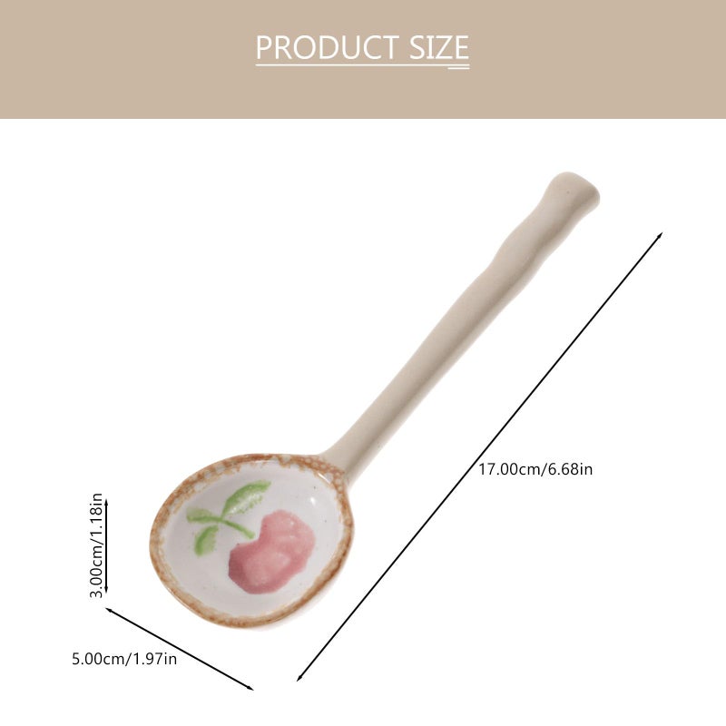 Ceramic Soup Spoon Japanese Style Persimmon Pattern Decorative Kitchen Utensil - Image 3
