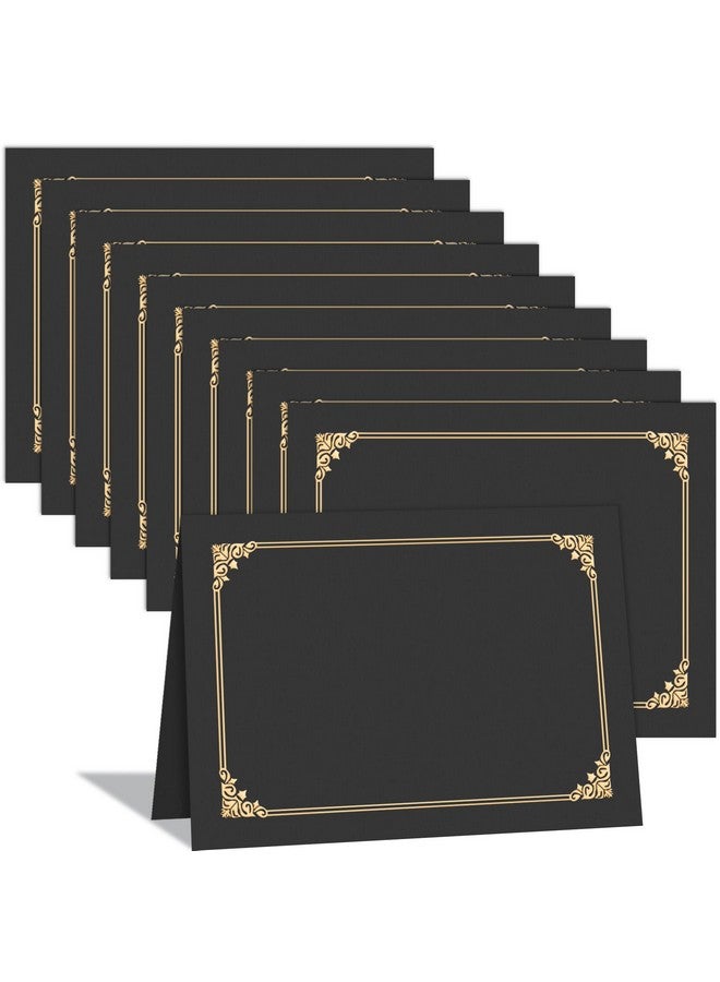 هاوتوكو 10 قطع من حاملي الشهادات، أغطية مستندات بمجلدات الدبلوم الأسود مع حدود من رقائق الذهب لحجم الحروف 8.5X11، جائزة التخرج من البطاقات - Image 1