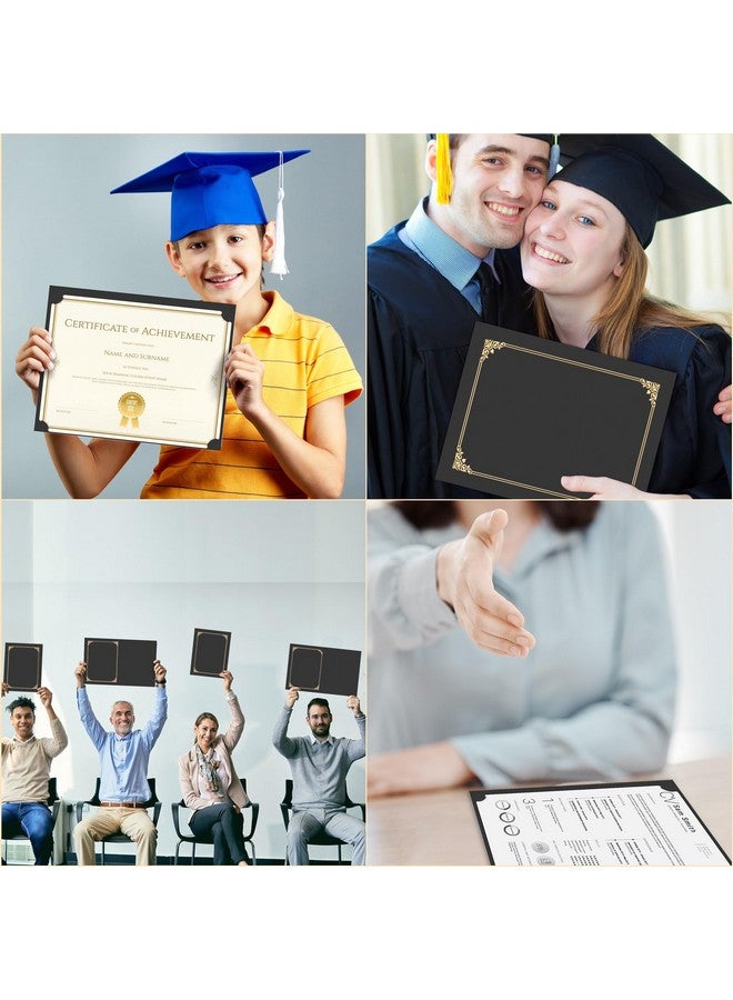 هاوتوكو 10 قطع من حاملي الشهادات، أغطية مستندات بمجلدات الدبلوم الأسود مع حدود من رقائق الذهب لحجم الحروف 8.5X11، جائزة التخرج من البطاقات - Image 5
