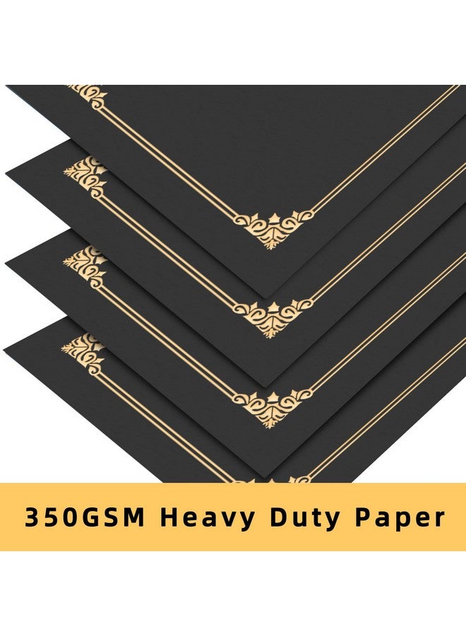 هاوتوكو 10 قطع من حاملي الشهادات، أغطية مستندات بمجلدات الدبلوم الأسود مع حدود من رقائق الذهب لحجم الحروف 8.5X11، جائزة التخرج من البطاقات - Image 4