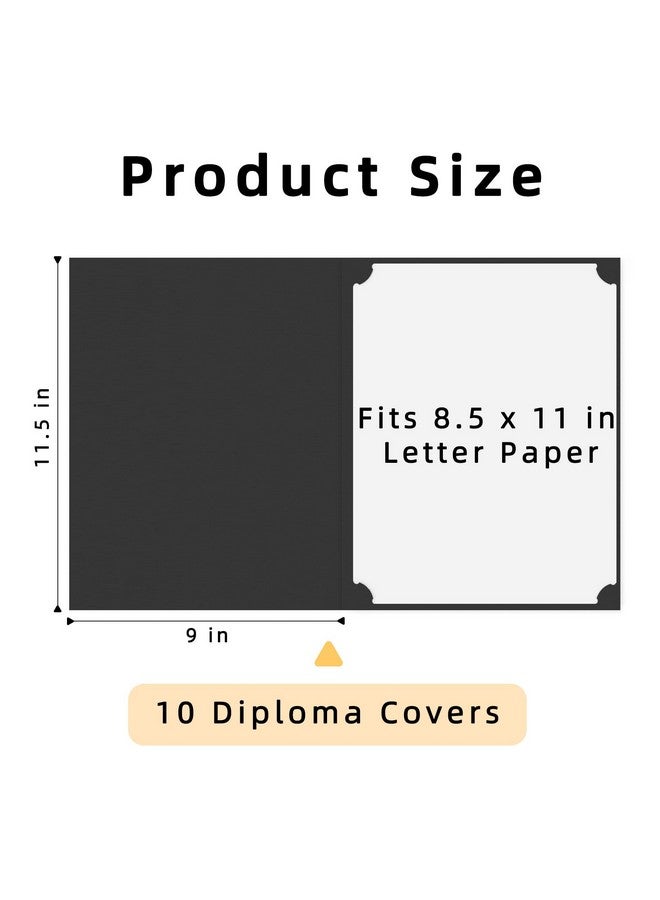 هاوتوكو 10 قطع من حاملي الشهادات، أغطية مستندات بمجلدات الدبلوم الأسود مع حدود من رقائق الذهب لحجم الحروف 8.5X11، جائزة التخرج من البطاقات - Image 2