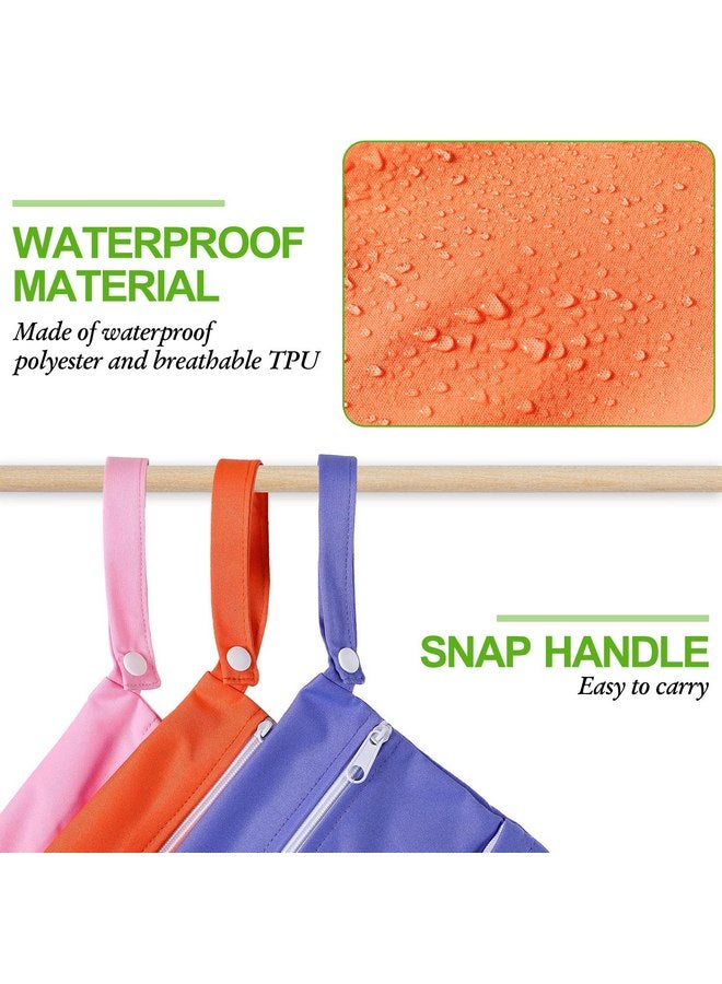 ووانجر 10 عبوات من حقائب الحفاضات القماشية المبللة والجافة للأطفال، حقائب سفر مقاومة للماء وقابلة لإعادة الاستخدام مع جيبين بسحّاب، حقائب مبللة للشاطئ وحمام السباحة وصالة الألعاب الرياضية لملابس السباحة وحمام السباحة والحضانة واليوغا وصالة الألعاب الرياضية والملابس المبللة المتسخة، 10 ألوان - Image 4