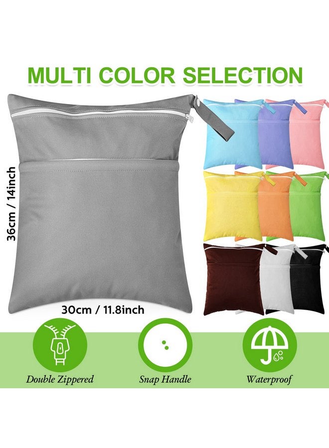 ووانجر 10 عبوات من حقائب الحفاضات القماشية المبللة والجافة للأطفال، حقائب سفر مقاومة للماء وقابلة لإعادة الاستخدام مع جيبين بسحّاب، حقائب مبللة للشاطئ وحمام السباحة وصالة الألعاب الرياضية لملابس السباحة وحمام السباحة والحضانة واليوغا وصالة الألعاب الرياضية والملابس المبللة المتسخة، 10 ألوان - Image 2