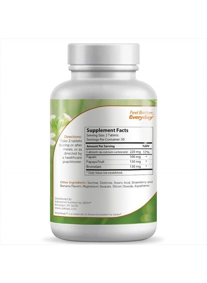 Zahler - AfterMeals, Natural Antacid and Digestive Aid, Occasional Acid and Reflux Inhibitor, Certified Kosher, 100 Chewable Tablets - Image 1