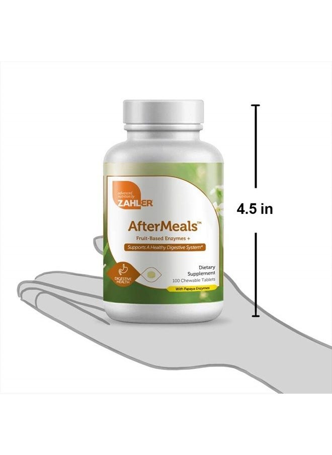 Zahler - AfterMeals, Natural Antacid and Digestive Aid, Occasional Acid and Reflux Inhibitor, Certified Kosher, 100 Chewable Tablets - Image 1