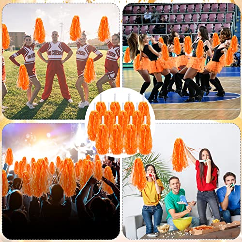 Yunsailing 48 Pieces Plastic Cheer Pompoms Sports Dance Cheerleader Pom Poms with Handles Squad Team Spirited Sports Party Dance Cheering Decorations for Adults Cheerleading(Orange) - Image 5