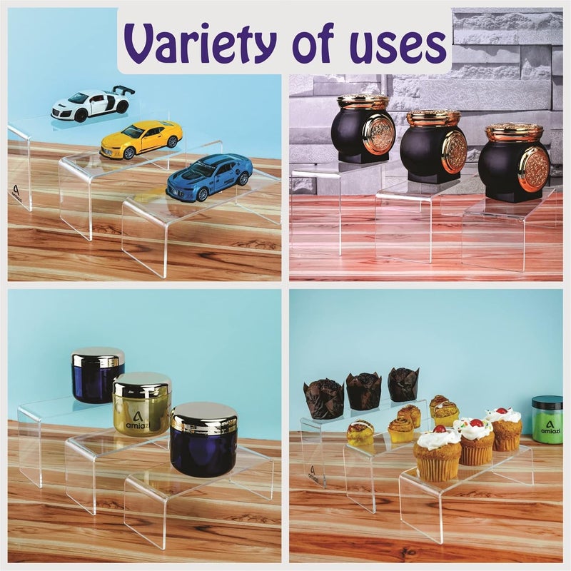 amiazi 6 pcs Clear Acrylic Showcase Risers for Dessert, Cupcakes, Shoes & Cosmetics - Image 4