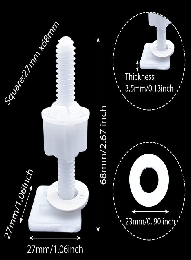 ERDANER Toilet Seat Screws Replacement Plastic Toilet Seat Hinge Bolt Screws with Plastic Nuts and Washers Parts Kit for Fixing The Top Toilet Seat, White (2 Pair NO.6) - Image 2