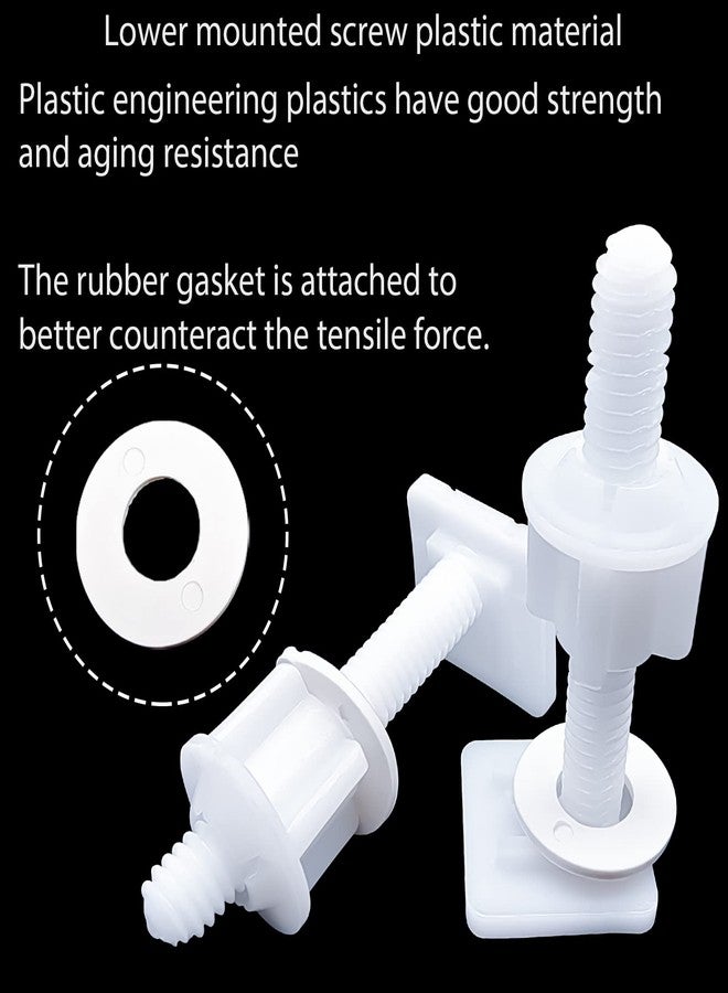 ERDANER Toilet Seat Screws Replacement Plastic Toilet Seat Hinge Bolt Screws with Plastic Nuts and Washers Parts Kit for Fixing The Top Toilet Seat, White (2 Pair NO.6) - Image 3