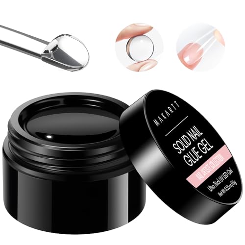 Makartt Solid Nail Glue Gel for Press on Nails: Strong Gel Nail Glue for Fake Nails, Long Lasting Clear Hard 3D Sculpting Gels for DIY Home and Salon Use 15ML UV Light Cured - Image 1