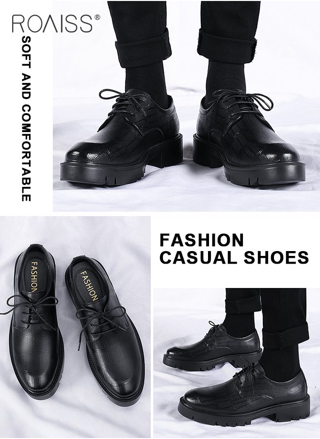 roaiss Formal Business Leather Shoes for Men, Round Toe Lace-up Leather Shoes with Anti-slip Sole, Stylish Low Top Shoes with 5cm Heels, Men Dress Shoes, Suitable for Formal Occasion, Wedding, Party, Office, Business and Other Occasions  - Image 4