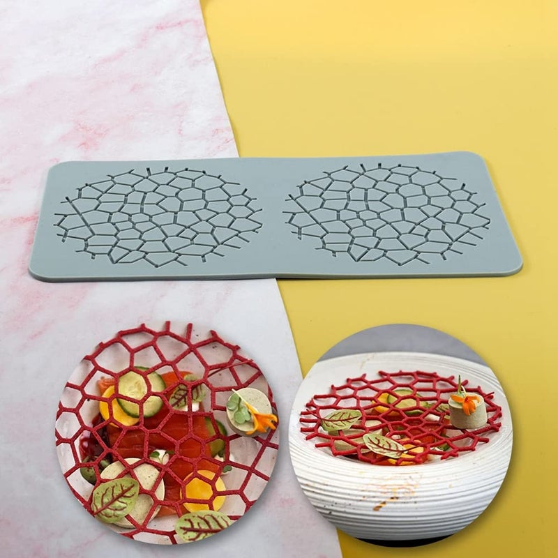 TUKE Lace Molds for Cake Decorating 3D Leaf Silicone Molds for Baking Gummy Molds Clay Fondant Molds Lace Mats Flower Honeycomb Bee Pattern for Sugar Chocolate Polymer (Grids_10.68x5.44x0.12inch_X) - Image 2
