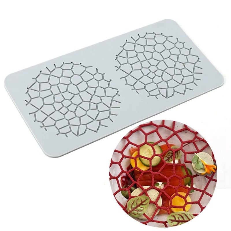 TUKE Lace Molds for Cake Decorating 3D Leaf Silicone Molds for Baking Gummy Molds Clay Fondant Molds Lace Mats Flower Honeycomb Bee Pattern for Sugar Chocolate Polymer (Grids_10.68x5.44x0.12inch_X) - Image 1