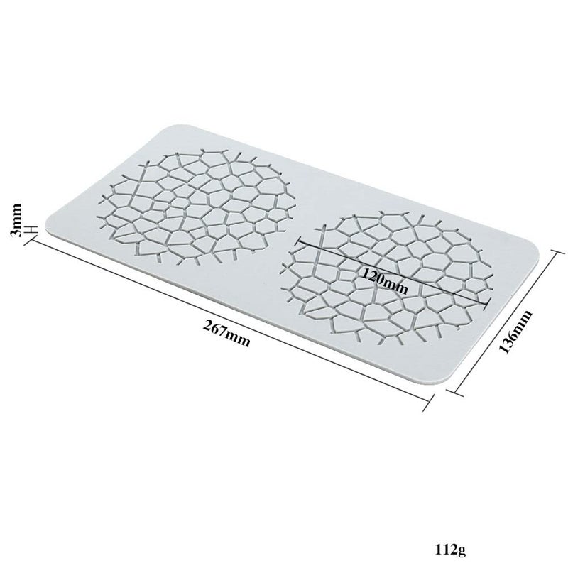 TUKE Lace Molds for Cake Decorating 3D Leaf Silicone Molds for Baking Gummy Molds Clay Fondant Molds Lace Mats Flower Honeycomb Bee Pattern for Sugar Chocolate Polymer (Grids_10.68x5.44x0.12inch_X) - Image 3