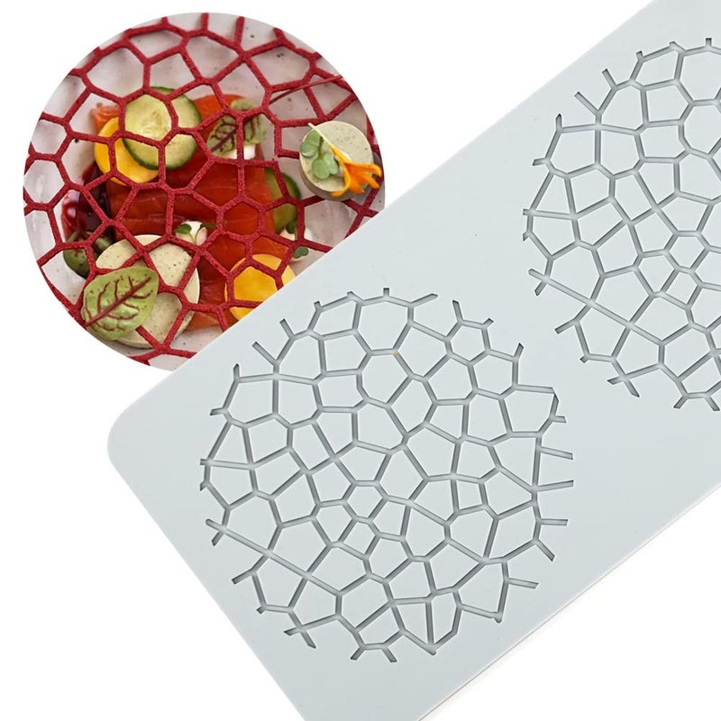 TUKE Lace Molds for Cake Decorating 3D Leaf Silicone Molds for Baking Gummy Molds Clay Fondant Molds Lace Mats Flower Honeycomb Bee Pattern for Sugar Chocolate Polymer (Grids_10.68x5.44x0.12inch_X) - Image 4