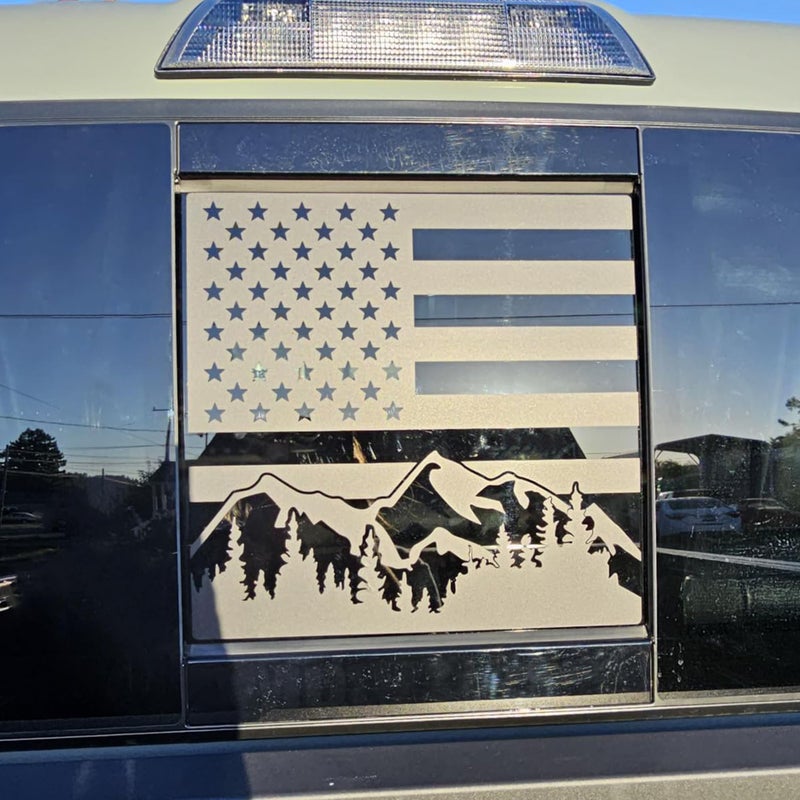 Yukauto Rear Back Middle Window Decal Fits Toyota Tacoma 20052015 20162023 Mountain Scene American Flag Vinyl Stickers Matte Black - Image 3