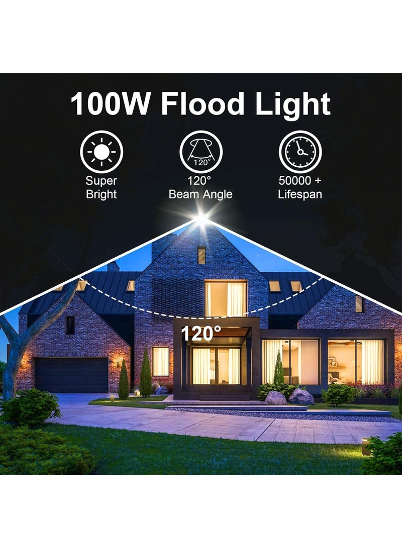 UNIVERSAL LED Outdoor Floodlights Waterproof IP65 Spotlights 100W 8000K 180° Lighting Angle adjustable for Garden Courtyard pool Garage Path Outdoor wall Road Lighting - Image 2