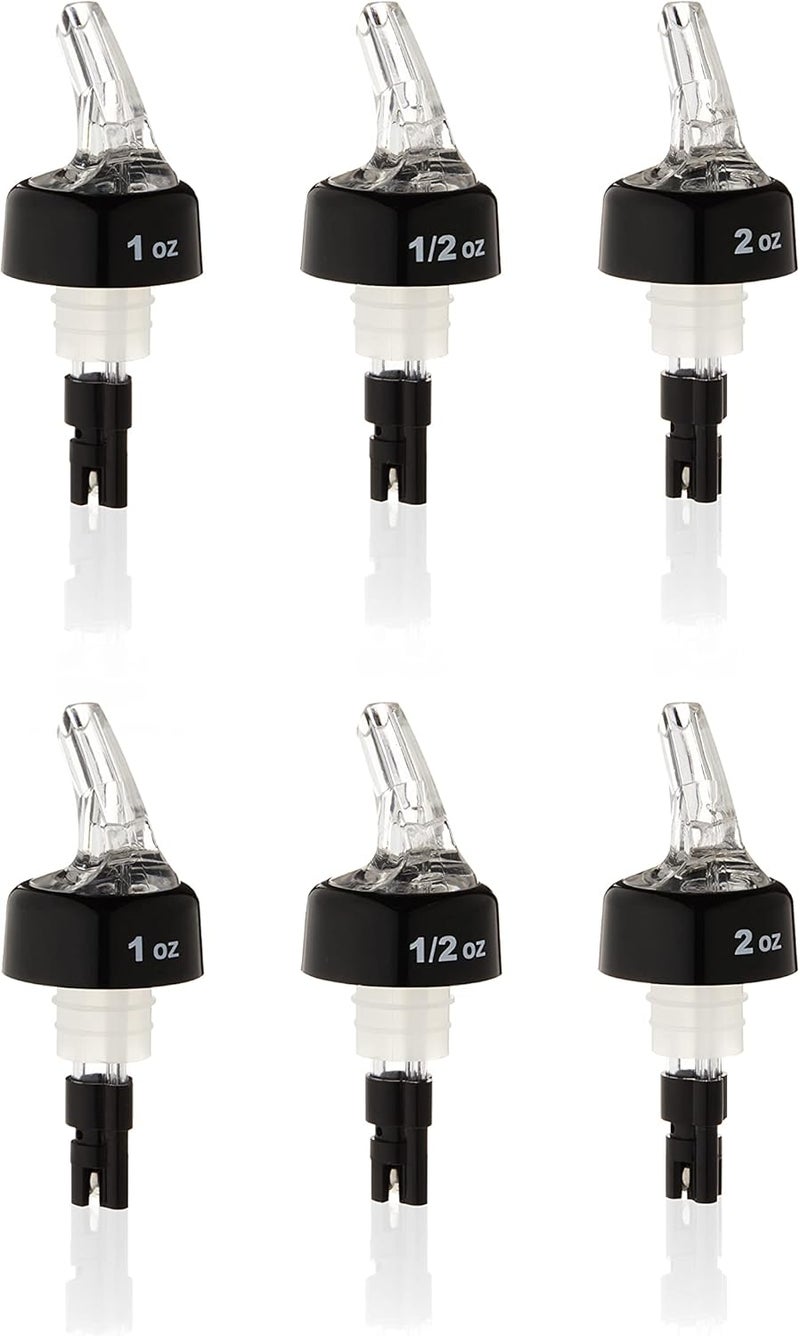 True Measured Pour Spouts for Liquor Bottles Alcohol Pouter Spouts Home bar Liquor Pourers, 0.5oz, 1oz, 2 oz, Set of 6 - Image 1