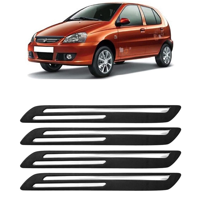AOSIS -Car Bumper Protector/Bumper Guard for Tata Indica V2 with Double Chrome Stripe (4-Pcs) - Image 1