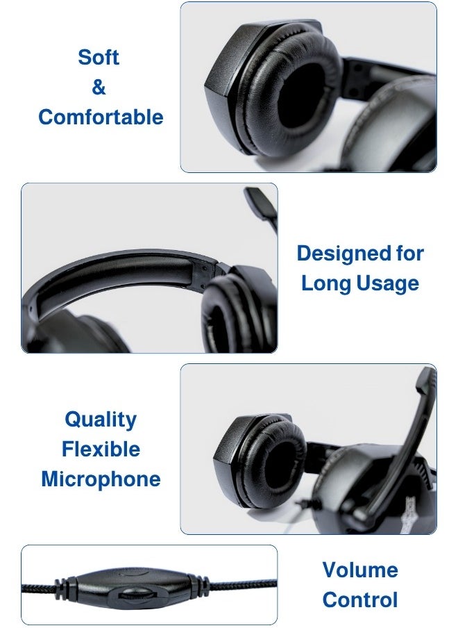 Soundmax Wired Gaming Headset with Noise Reduction Mic – High-Quality Audio, 3.5mm Jack, Soft Comfort Ear Cushions – Black Gaming Headphones for PS5, Xbox, PC, Mobile (1.5m Cable, 32Ω Impedance)  - Image 5