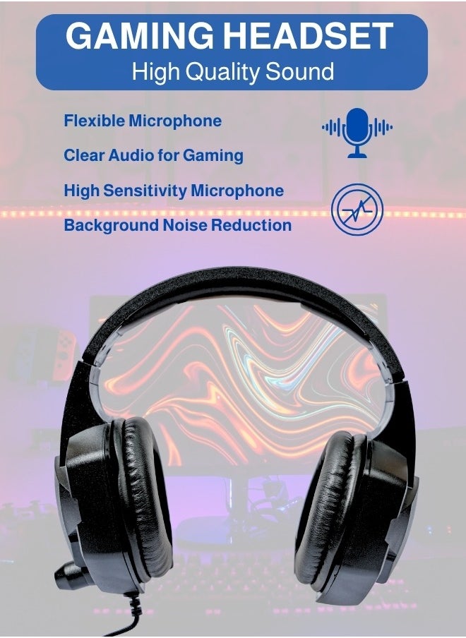 Soundmax Wired Gaming Headset with Noise Reduction Mic – High-Quality Audio, 3.5mm Jack, Soft Comfort Ear Cushions – Black Gaming Headphones for PS5, Xbox, PC, Mobile (1.5m Cable, 32Ω Impedance)  - Image 2