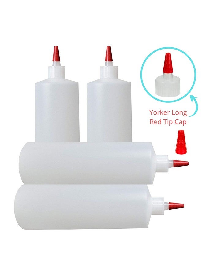 Kelkaa 32Oz 28/410 Hdpe Plastic Cylinder Squeeze Bottles With Dispensing Yorker Long Red Sealer Tip Caps, For Food, Crafts, Diy Liquid Products, Multi-Use Refillable Bottles (Pack Of 4) - Image 4