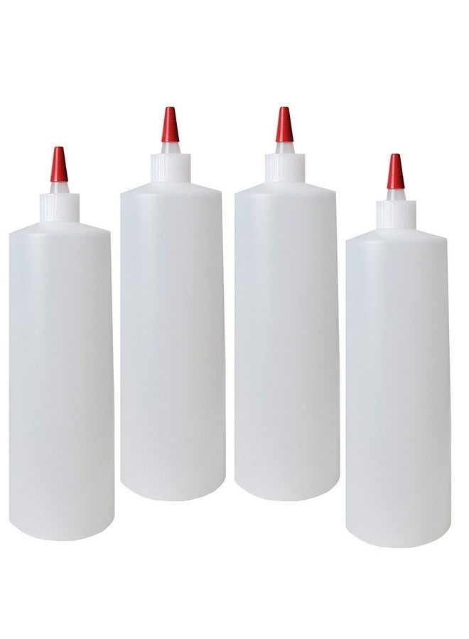 Kelkaa 32Oz 28/410 Hdpe Plastic Cylinder Squeeze Bottles With Dispensing Yorker Long Red Sealer Tip Caps, For Food, Crafts, Diy Liquid Products, Multi-Use Refillable Bottles (Pack Of 4) - Image 3