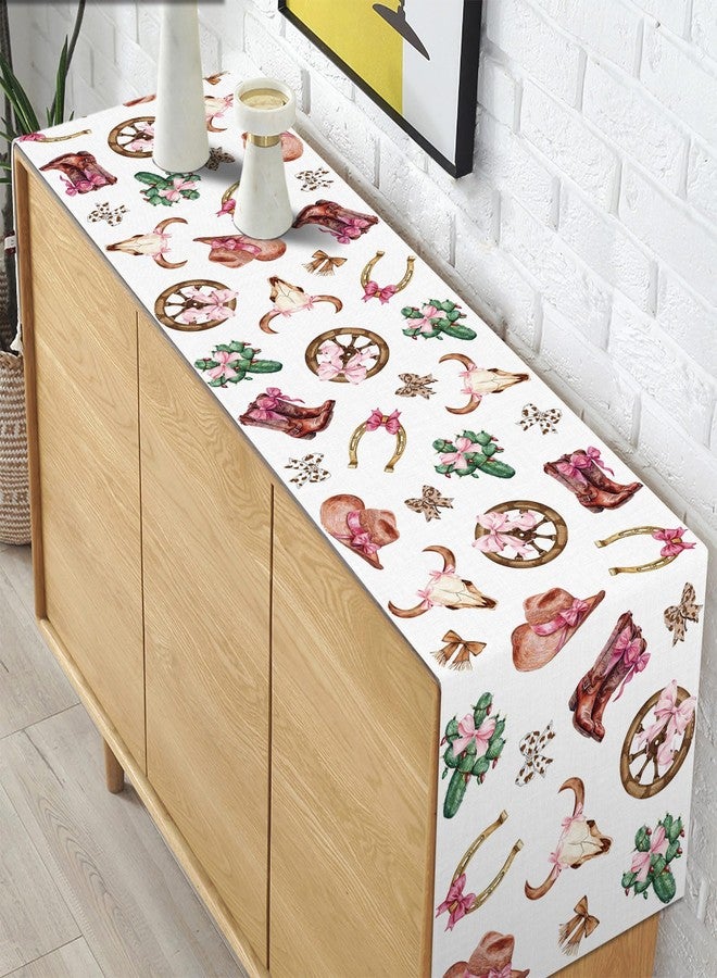 Pudodo Western Cowgirl Table Runner Wild West Rodeo Cowgirl Birthday Baby Shower Party Decoration Picnic Kitchen Dining Room Home Decor - Image 4