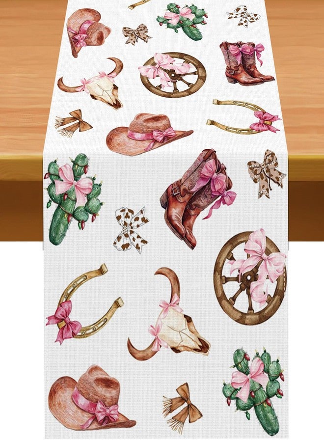 Pudodo Western Cowgirl Table Runner Wild West Rodeo Cowgirl Birthday Baby Shower Party Decoration Picnic Kitchen Dining Room Home Decor - Image 1