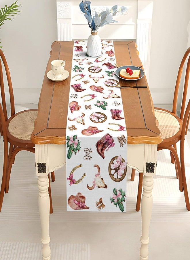 Pudodo Western Cowgirl Table Runner Wild West Rodeo Cowgirl Birthday Baby Shower Party Decoration Picnic Kitchen Dining Room Home Decor - Image 3