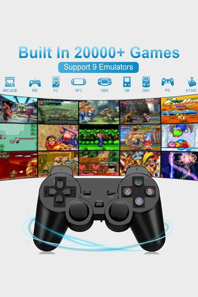 Joshberg Wireless Game Console Stick, Upgrade Retro Video Gaming Stick Built in 20000+ Games with 9 Emulators,4K HDMI Output with 2 Pack 2.4G Wireless Controllers，Game Emulator Console 2025（64GB） Black - Image 2