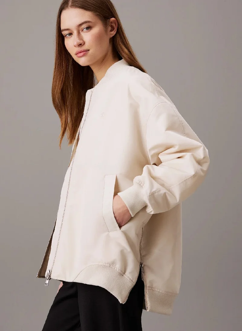 Calvin Klein Jeans Eggshell Relaxed Sateen Bomber Jacket for Women | Best Price UAE