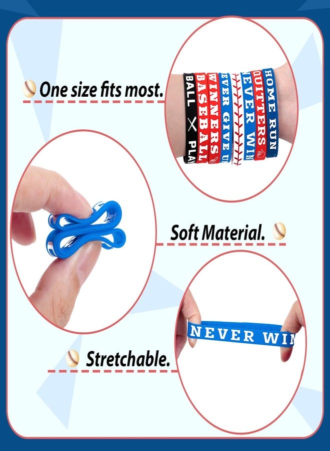 Moon Boat 74PCS Baseball Party Favors Bracelets Bulk: Rubber Silicone Wristbands, Goodie Bags Team Gifts for Kids Boys - Image 5