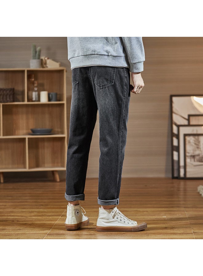 Tonlion Autumn Winter Men's Tapered Straight Leg Denim Jeans - Image 3