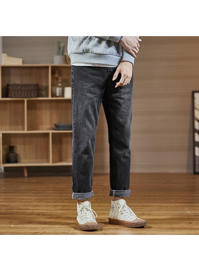 Tonlion Autumn Winter Men's Tapered Straight Leg Denim Jeans - Image 2