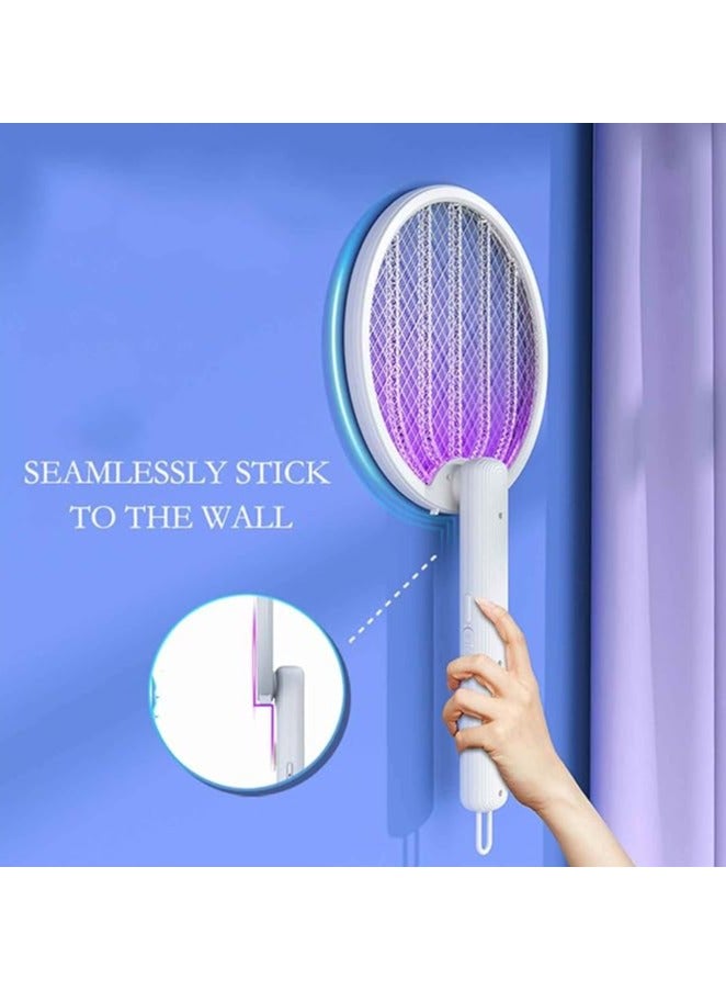 Bluejw Electric Fly Swatter, 2 in 1 Bug Zapper Racket,  USB Rechargeable Fly Zapper for Home and Outdoor Powerful Grid 2-Layer Safety Mesh（White）  - Image 4