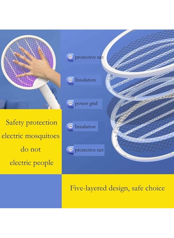 Bluejw Electric Fly Swatter, 2 in 1 Bug Zapper Racket,  USB Rechargeable Fly Zapper for Home and Outdoor Powerful Grid 2-Layer Safety Mesh（White）  - Image 5