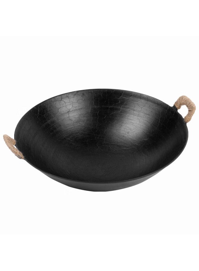 Wang Yuanji Wangyuange Cast Iron Wok Guangdong Style Round Bottom Double Ear Iron Wok Non-coated Traditional Household Old-fashioned Stir-fry Pan 38cm - Image 4