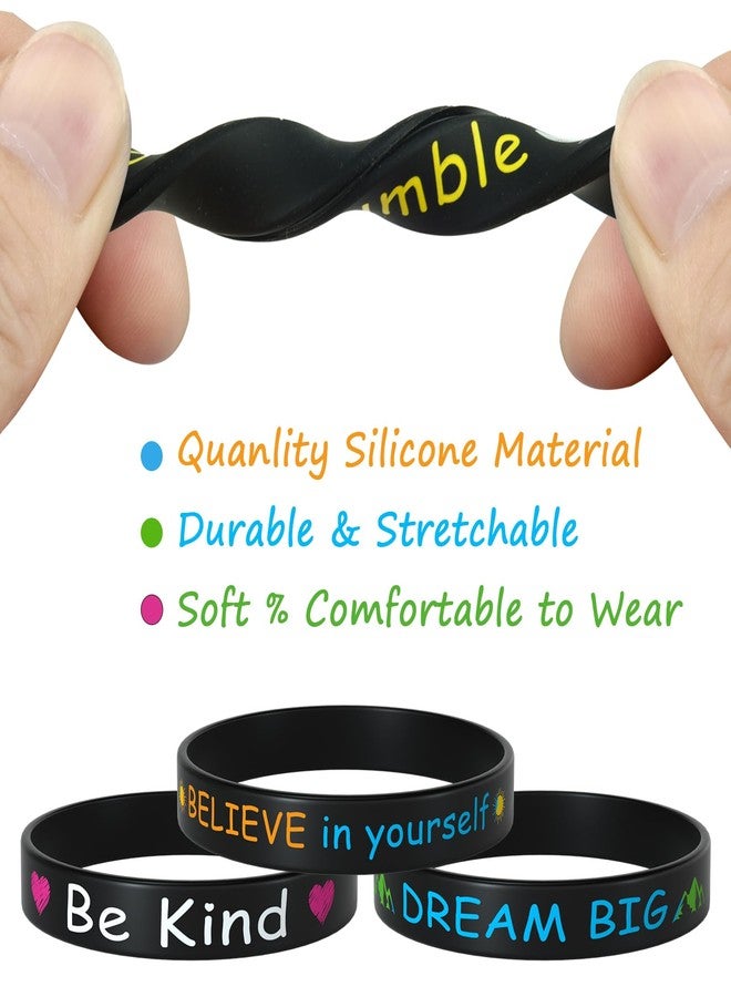 Morcheiong 60 Pieces Motivational Rubber Wristbands Black Inspirational Quote Silicone Bands Unisex Style- 12 Designs - Image 4