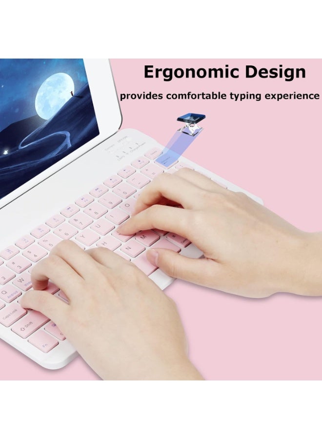 Hedge Wireless Bluetooth Keyboard and Mouse Combo Rechargeable Slim Keyboard Kit with Multi-Device Support Silent Click Mouse Long Battery Life Compact Portable Design for Laptop PC Tablet Pink - Image 5
