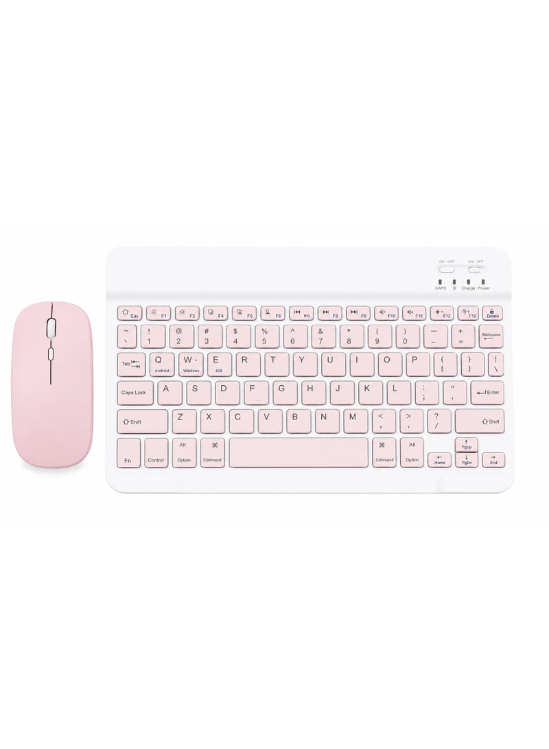 Hedge Wireless Bluetooth Keyboard and Mouse Combo Rechargeable Slim Keyboard Kit with Multi-Device Support Silent Click Mouse Long Battery Life Compact Portable Design for Laptop PC Tablet Pink - Image 1