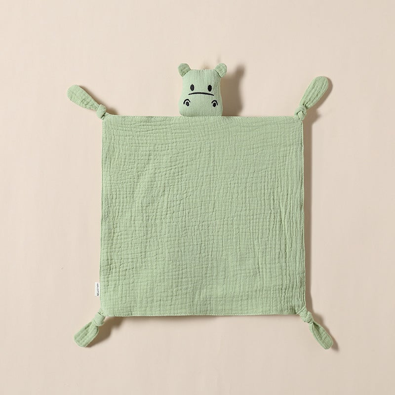 Baby Comfort Towel – Pure Cotton Gauze Hippo Plush Toy for Infants - Image 1