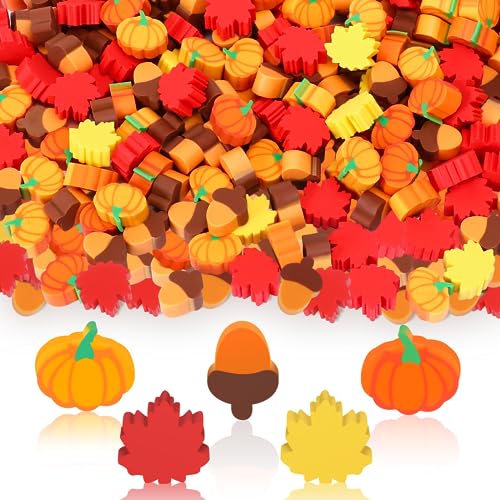 JUNEBRUSHS Fall Mini Cute Thanksgiving Mini Eraser Bulk Set of 150 Pcs, Maple Leaf Novelty Pencil Eraser Pack for Kids, Homework Rewards, Party Favors - Image 1
