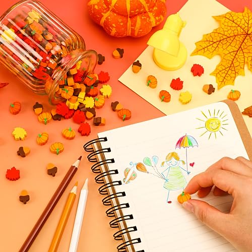 JUNEBRUSHS Fall Mini Cute Thanksgiving Mini Eraser Bulk Set of 150 Pcs, Maple Leaf Novelty Pencil Eraser Pack for Kids, Homework Rewards, Party Favors - Image 3