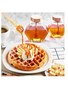 Y&D Honey Pot Glass Jar with Wooden Dipper and Cork Lid Cover for Home Kitchen, Clear 380ML Beehive Crystal Syrup Dispenser Commercial  - Image 4